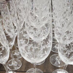 Ralph Lauren Etched Glasses Full Set